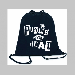 Punks not Dead  ľahký sťahovací batoh / vak s čiernou šnúrkou, 100% bavlna 100 g/m2, rozmery cca. 37 x 41 cm